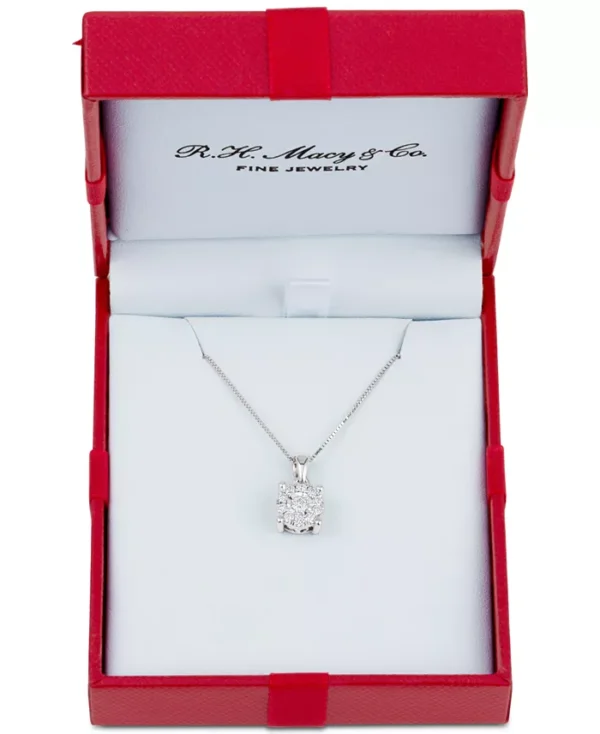 Diamond Halo 18" Pendant Necklace (1/3 ct. t.w.) in 14k White, Yellow or Rose Gold - Image 2