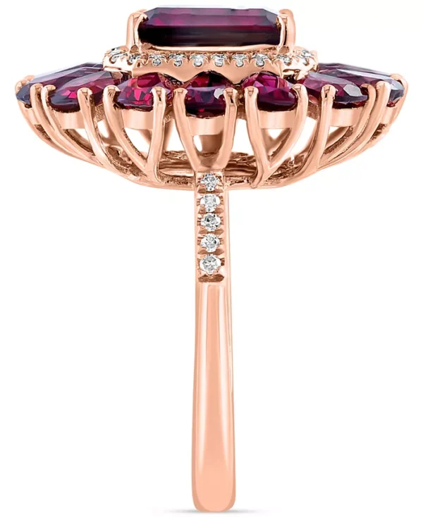 EFFY Rhodolite (7-1/10 ct. t.w.) & Diamond (1/6 ct. t.w.) Halo Ring in 14k Rose Gold - Image 3