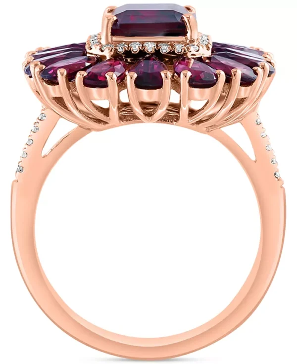 EFFY Rhodolite (7-1/10 ct. t.w.) & Diamond (1/6 ct. t.w.) Halo Ring in 14k Rose Gold - Image 2