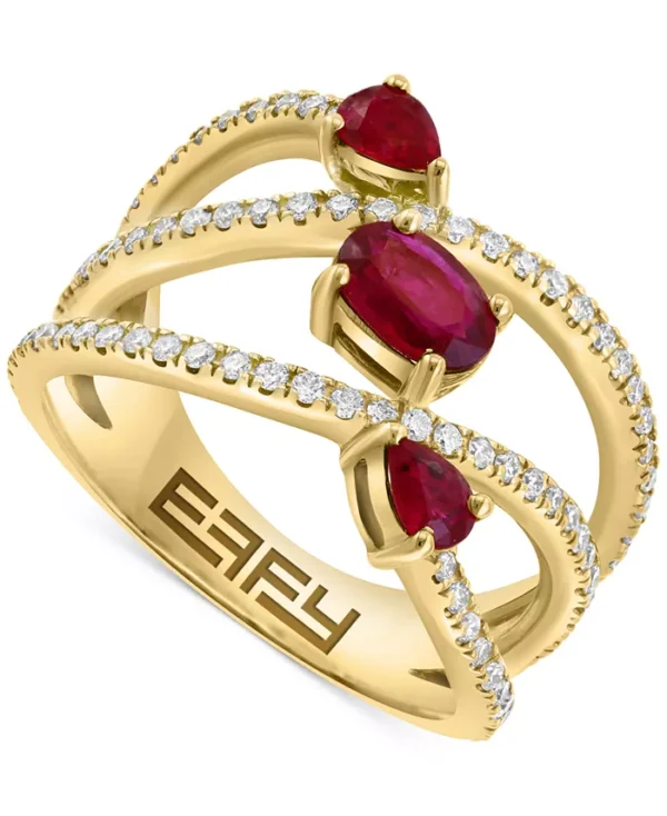 EFFY Ruby  & Diamond Open Crossover Statement Ring in 14k Gold - Image 4