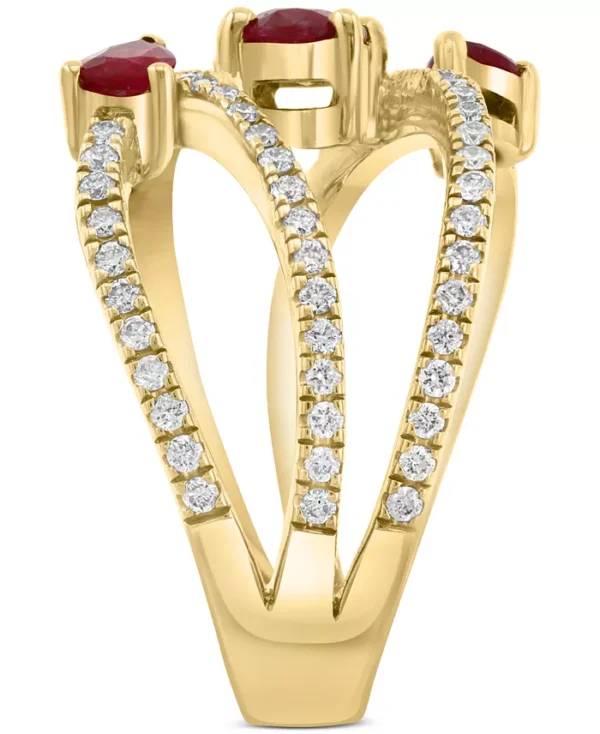 EFFY Ruby  & Diamond Open Crossover Statement Ring in 14k Gold - Image 3